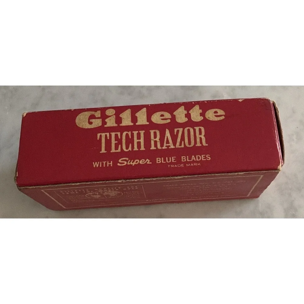 VINTAGE Gillette Tech Razor Red Cross Gift - Picture 3 of 11